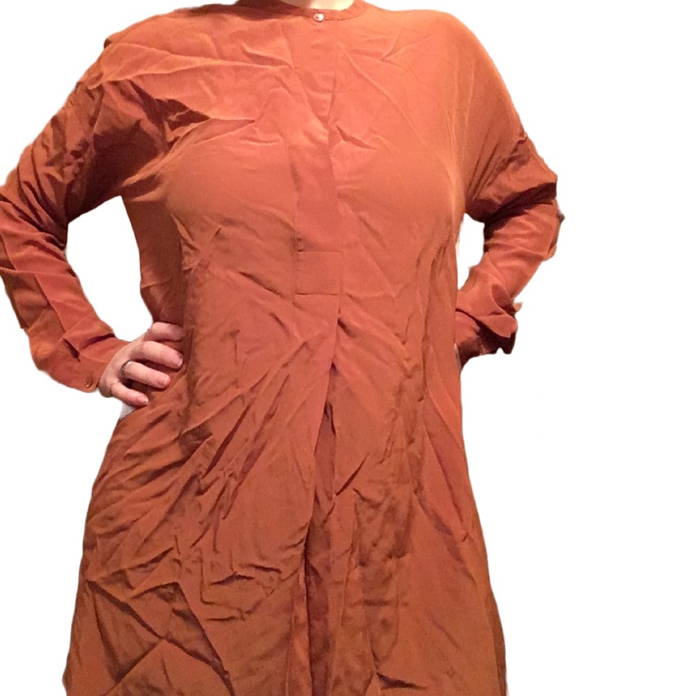 Orange Vince long sleeve silk top